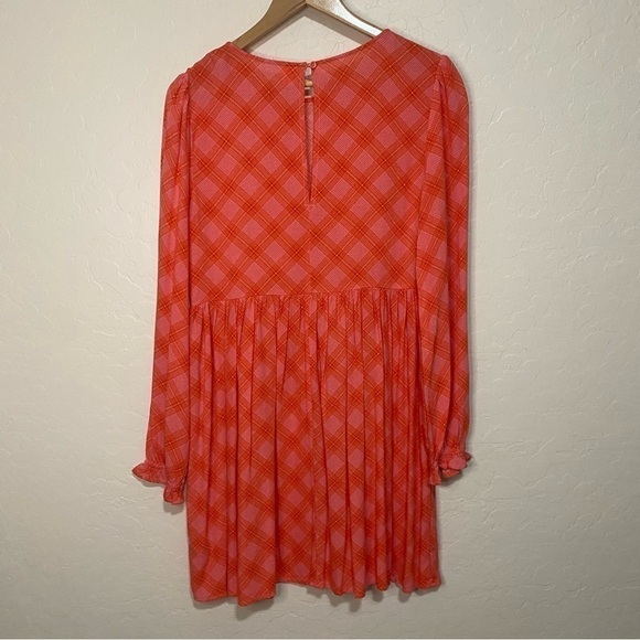 Nordstrom BP plaid long sleeve pink red Ian dress Size M Preppy Academia - Picture 5 of 9
